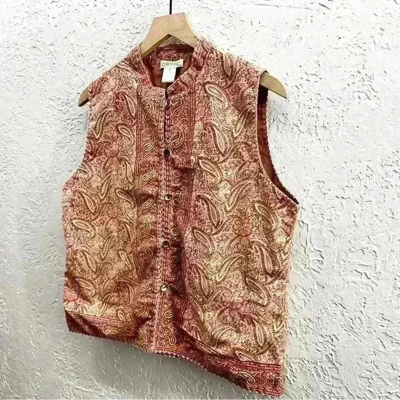 Orvis paisley button front vest size Medium - Picture 6 of 9